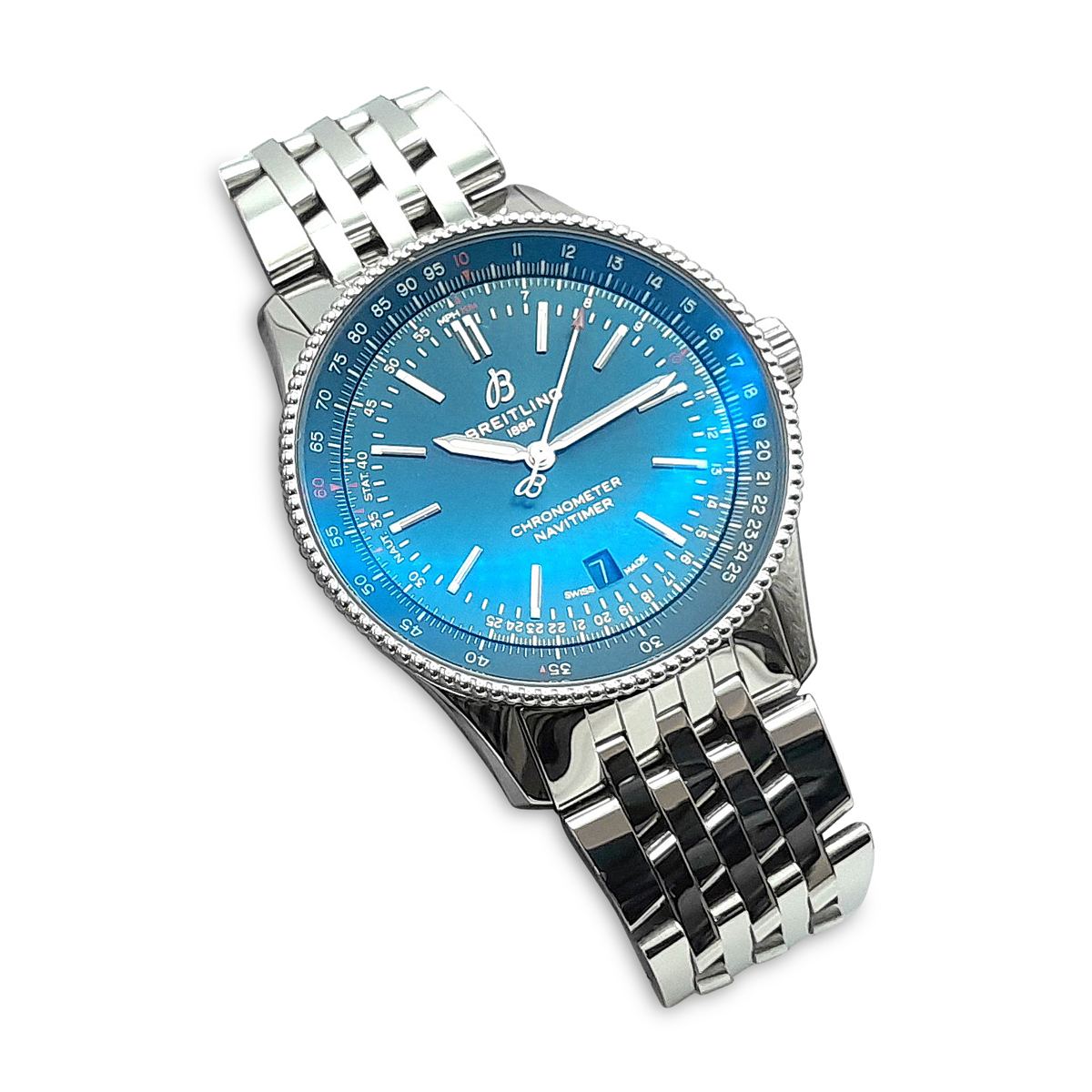 breitling watch 1884 silver